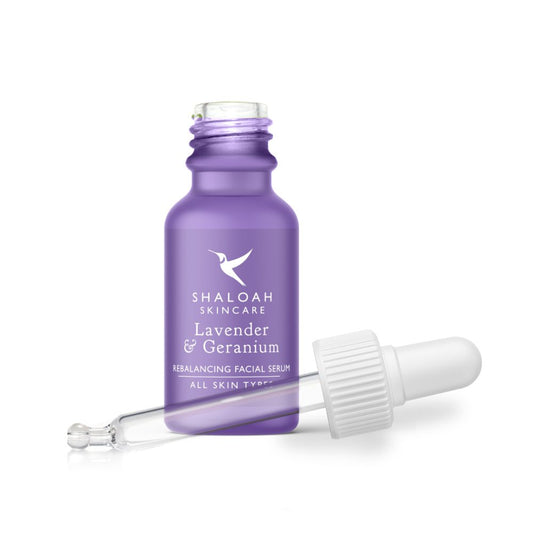 Lavender and geranium rebalancing facial serum for combination skin